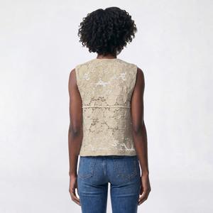 Womens Adrianna Papell Crochet Button Front Sweater Vest alternate view